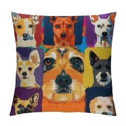 Dogs Throw Pillow Cover Funny Head Pillow Case Pillowcase for Bedroom, Living Room, Cushion Sofa Standard Size Inches Colorful