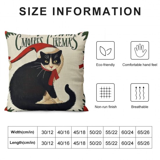 Christmas Pillow Covers Christmas Dog Cat Throw Pillow Case Inch Decorative Cute Animal Cushion Cover for Home Couch Sofa Farmhouse Decor, Set of