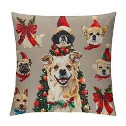 Dog Christmas Pillow Covers , Pillow Cases, Christmas Dog Room Decor, Pillow Cover for Dogs, Merry Woofmas Christmas Dog Reversible Pillows Decorative Throw Pillows Cover