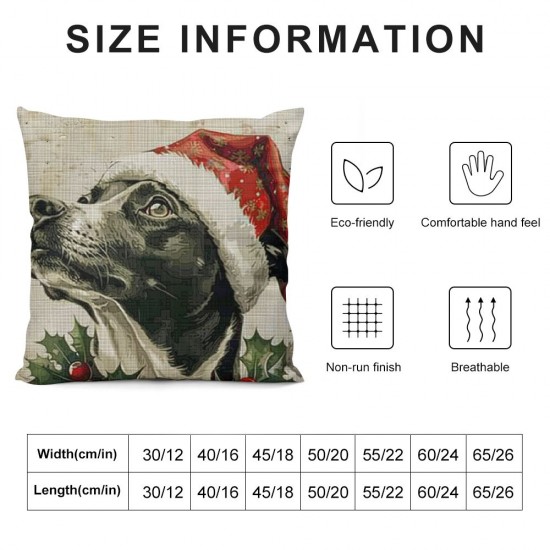 Qinduosi Linen Sofa Pillowcover Decorative Cushion Cover  Throw Pillow Covers Home Decor Christmas Pillow Christmas Dog