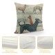 Qinduosi  Dog Throw Pillow Cover Inch Retro Dog Family Cushion Cover Cute Dog Decor Rectangular Pillowcase for Sofa Couch PL