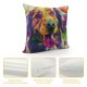 Watercolor Painting Dog Throw Pillow Covers Inch Linen Square Cushion Case Set of , Home Decoration Pillowcase and Outdoor Decorative Pillows for Couch Sofa Bed