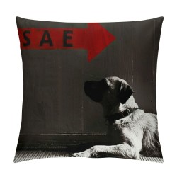 Qinduosi  Funny Dog Sit Stay Words Linen Pillow Cover Pillowcase Inches Square Cushion Cover for Sofa/Bed/Chair