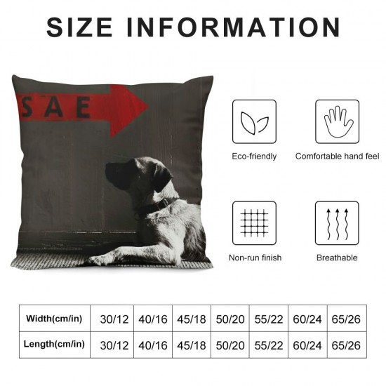 Qinduosi  Funny Dog Sit Stay Words Linen Pillow Cover Pillowcase Inches Square Cushion Cover for Sofa/Bed/Chair