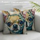 Dog Pattern Cushion Covers, Flax Watercolor Animal Throw Pillow Cases,Decoration Pillowcases for （