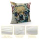 Dog Pattern Cushion Covers, Flax Watercolor Animal Throw Pillow Cases,Decoration Pillowcases for （