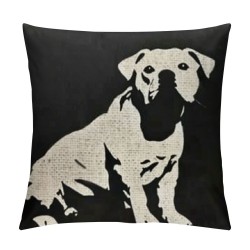 Qinduosi Set of , Love English Pug Dog Black Background Linen Decorative Throw Pillow Cover Cushion Case inches