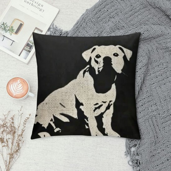 Qinduosi Set of , Love English Pug Dog Black Background Linen Decorative Throw Pillow Cover Cushion Case inches