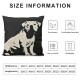 Qinduosi Set of , Love English Pug Dog Black Background Linen Decorative Throw Pillow Cover Cushion Case inches