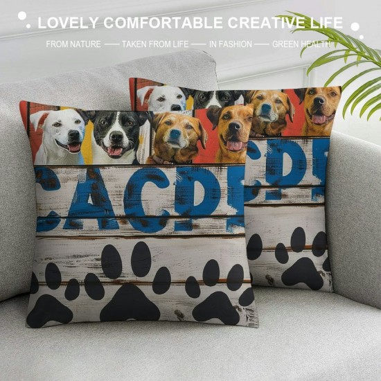 Funny Dogs Welcome People Tolerated Throw Pillow Cover Pillowcase Dog Theme Inch Decor for Sofa Bed Couch,Gifts for Housewarming,Dog Lovers Dog Owners Dog Mom Gifts