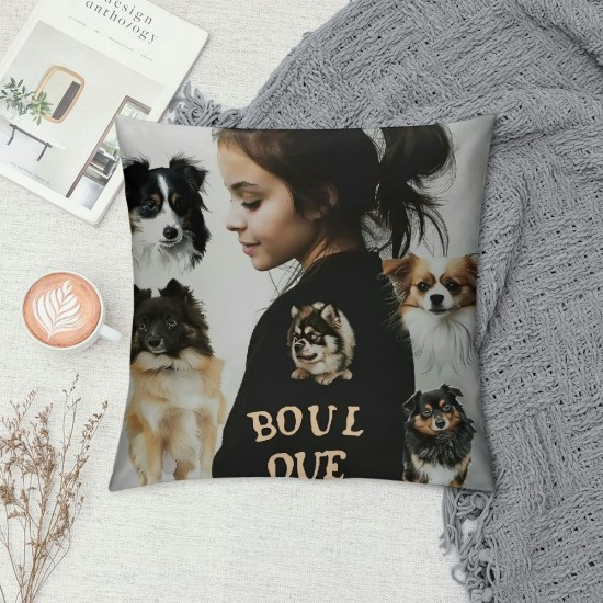 Qinduosi Just a Girl Who Loves Dogs Pillow Covers , Dog Gifts for Girls Women, Gifts for Dog Lovers Owners, Dog Mom Gifts, Dog Throw Pillows, Dog Decor for Home