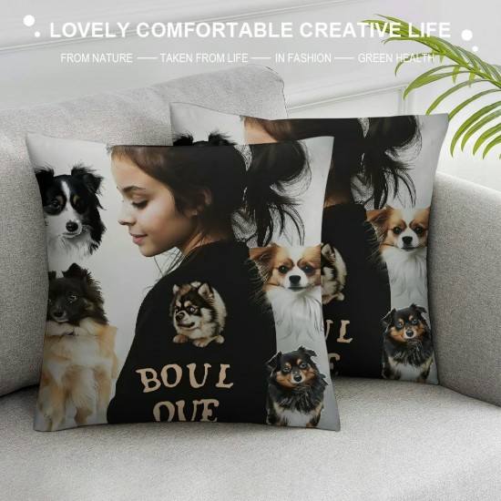 Qinduosi Just a Girl Who Loves Dogs Pillow Covers , Dog Gifts for Girls Women, Gifts for Dog Lovers Owners, Dog Mom Gifts, Dog Throw Pillows, Dog Decor for Home