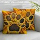 Qinduosi Throw Pillow Covers Cute Dog Paw Print Love Yellow Sunflower Design Square Pillowcase for Home Decor Sofa Car Bedroom Pillow case