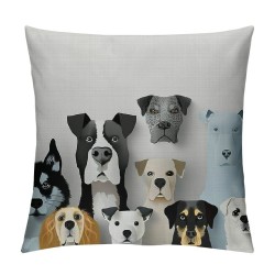 Cute Dogs Pillow Cover Animals Cartoon Dogs Colorful Bulldog Decorative Pillow Case Home Decor Square Inches Pillowcase