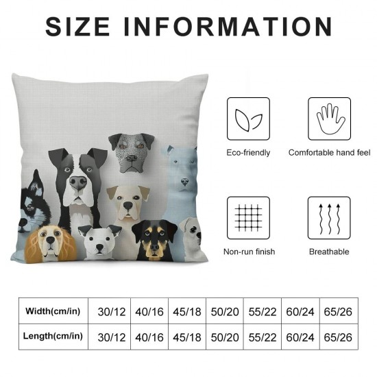 Cute Dogs Pillow Cover Animals Cartoon Dogs Colorful Bulldog Decorative Pillow Case Home Decor Square Inches Pillowcase