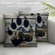 Qinduosi Pillow Covers Dog Paw Printed with Rustic Wood Grain Decorative Linen Throw Pillow Cases for Home Sofa Decor nch (Dog Paw)