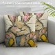 Qinduosi Happy Easter Decorative Throw Pillow Covers Set of , Hunny Bunny Rabbit Green Porch Patio Outdoor Pillowcase, Carrot Flowers Sofa Couch Cushion Case Home Decor