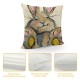 Qinduosi Happy Easter Decorative Throw Pillow Covers Set of , Hunny Bunny Rabbit Green Porch Patio Outdoor Pillowcase, Carrot Flowers Sofa Couch Cushion Case Home Decor