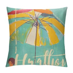 Beach Throw Pillow Cover Vintage Ocean Beach Umbrella Decorative Pillow Case Life in The Sun Home Decor Rectangle Cushion Pillowcase