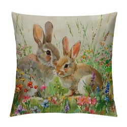 Spring Easter Pillow Covers Set of ,Watercolor in Green Grass Throw Pillow Case Home Decorations Cushion Cover for Couch Sofa Bed Farmhouse Indoor Outdoor Easter Decorative