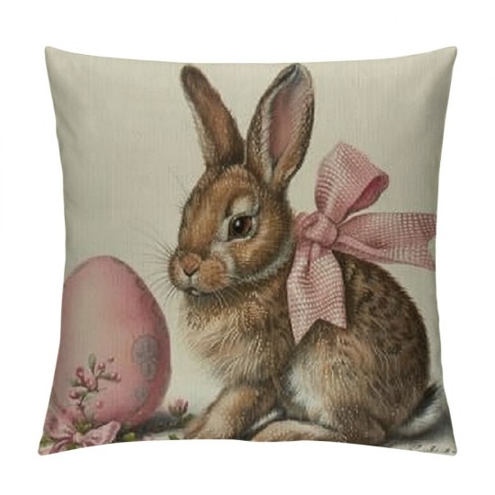 Qinduosi  Easter Pillow Cover Set of  Easter Decorations Holiday Farmhouse Spring Bunny Pillow Case Decor for Home Sofa Couch