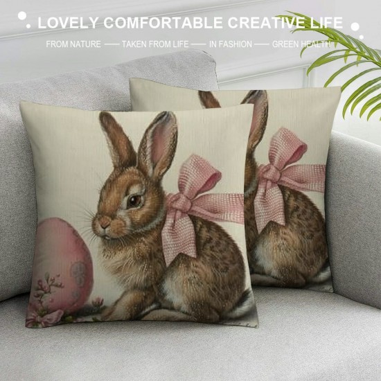 Qinduosi  Easter Pillow Cover Set of  Easter Decorations Holiday Farmhouse Spring Bunny Pillow Case Decor for Home Sofa Couch