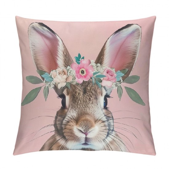 Pink Throw Pillow Covers ,Spring Forest Animals Pillowcases Decor for Kids Room Living Room Nursery Home