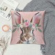 Pink Throw Pillow Covers ,Spring Forest Animals Pillowcases Decor for Kids Room Living Room Nursery Home