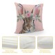 Pink Throw Pillow Covers ,Spring Forest Animals Pillowcases Decor for Kids Room Living Room Nursery Home