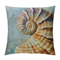 Qinduosi Summer Coastal Pillow Covers Inch Blue Shell Starfish Decorative Outdoor Throw Pillow Covers Beach Nautical Pillow Cases Linen Cushion Covers for Couch Sofa Bedroom Livingroom (Pack of )