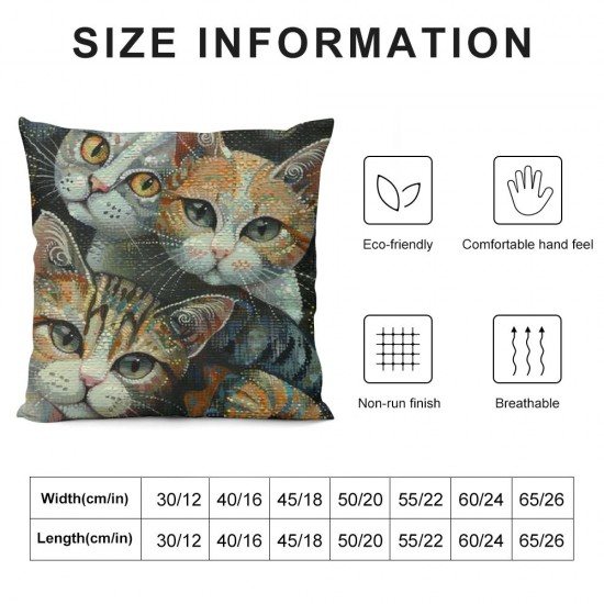 Qinduosi Abstract Cat Linen Throw Pillow Case,  Inch Set of , Gifts for Cat Lover, Funny Cat Pillow, Children Room Decoration, Cat Owners Gifts, Cat Theme Room Decor, Cushion Cover for Sofa Couch Bed