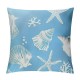 Qinduosi Nautical Coastal Pillow Covers Set of Summer Ocean Themed Coral Seashells Starfish Pillows Case Soft Outdoor Beach House Decor Cushion Covers for Bedroom Living Room,Light Blue