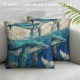 Throw Pillow Covers Home Decor Set of  Turtle Sea Animal Summer Vintage Painting Whale Leaf Fish Pillow Cases Decorative Inches Outdoor Cushion Couch Sofa Pillowcases