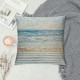 Beach Coastal Decorative Pillow Cover ONLY for Couch, Sofa, or Bed, Light Blue Tan Taupe Color Blocked Stripe,