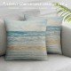 Beach Coastal Decorative Pillow Cover ONLY for Couch, Sofa, or Bed, Light Blue Tan Taupe Color Blocked Stripe,