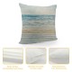 Beach Coastal Decorative Pillow Cover ONLY for Couch, Sofa, or Bed, Light Blue Tan Taupe Color Blocked Stripe,