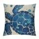 Qinduosi Beach Room Decor Pillow Covers Nautical Coastal Sea Turtle Throw Pillowcase Set of  Blue Beige Square Linen Pillow Covers for Living Room Car Outdoor