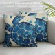 Qinduosi Beach Room Decor Pillow Covers Nautical Coastal Sea Turtle Throw Pillowcase Set of  Blue Beige Square Linen Pillow Covers for Living Room Car Outdoor