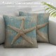 Set of  Linen Throw Pillow Cover Seas Day Vintage Beach Starfish Canvas Look Coastal Decorative Pillow Case Whimsical Home Decor Rectangle Queen Size Inch Cushion Pillowcase