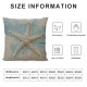 Set of  Linen Throw Pillow Cover Seas Day Vintage Beach Starfish Canvas Look Coastal Decorative Pillow Case Whimsical Home Decor Rectangle Queen Size Inch Cushion Pillowcase