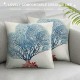 Ocean Beach Decorative Pillow Covers, Summer Linen Nautical Decorative Throw Pillowcases Set of  Sea Theme Coastal Cushion Cover inch, Blue