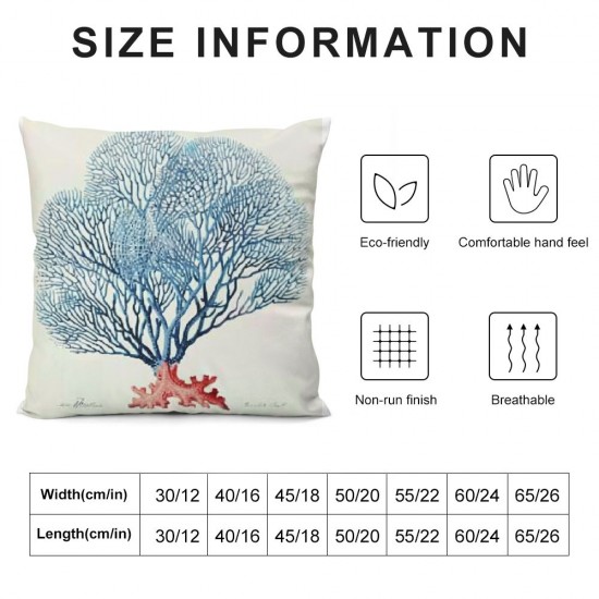 Ocean Beach Decorative Pillow Covers, Summer Linen Nautical Decorative Throw Pillowcases Set of  Sea Theme Coastal Cushion Cover inch, Blue