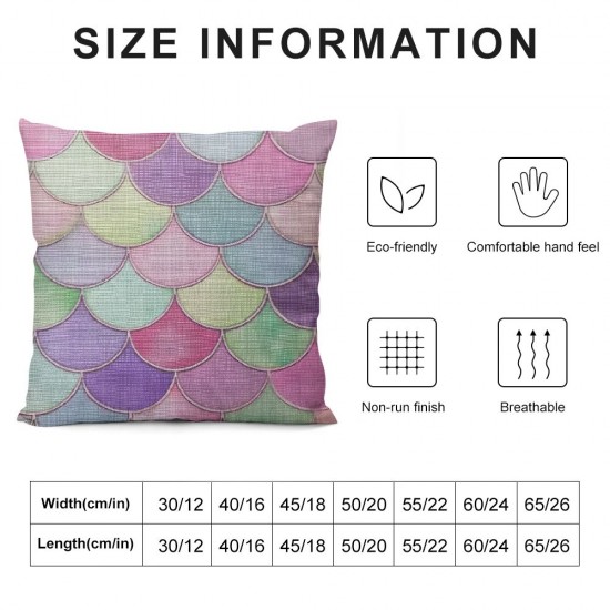 Qinduosi Fishscale Throw Pillow Cover Pink Soft Colored Fish Squama Traditional Japanese Seamless Pattern Decorative Square Pillow Case for Home Bedroom Living Room Cushion Cover