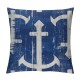 Qinduosi  Anchor Decorative Pillow Cover for Couch Nautical Decor Square Linen Cushion Case Sofa Home Decorations Dark Blue