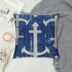 Qinduosi  Anchor Decorative Pillow Cover for Couch Nautical Decor Square Linen Cushion Case Sofa Home Decorations Dark Blue