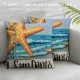 Qinduosi Summer Pillow Covers, Sunshine Starfish Reversible in Throw Pillow Cover, Summer Beach Decorations for Home Farmhouse Sofa Couch Bed Indoor Outdoor, Set of