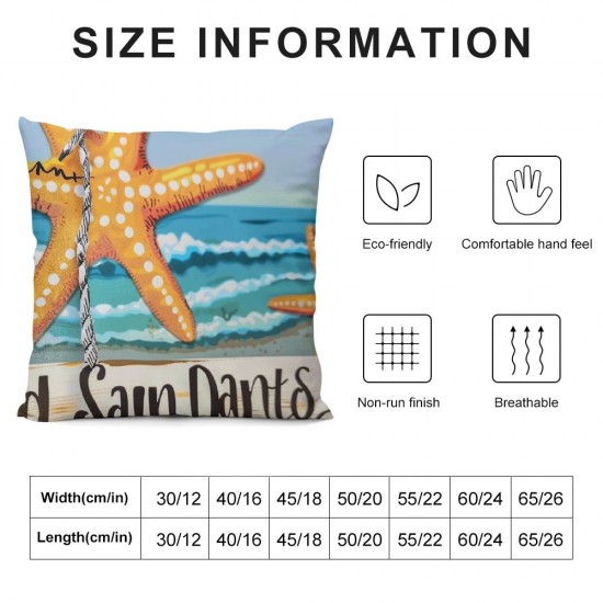 Qinduosi Summer Pillow Covers, Sunshine Starfish Reversible in Throw Pillow Cover, Summer Beach Decorations for Home Farmhouse Sofa Couch Bed Indoor Outdoor, Set of