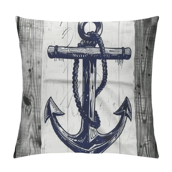 Qinduosi  Nautical Throw Pillow Cover Set of , Navy Blue Anchor Pillowcases Soft Home Decorative Pillow Case  Inch Double Sided Cushion Covers for Indoor Outdoor Bedroom and Car