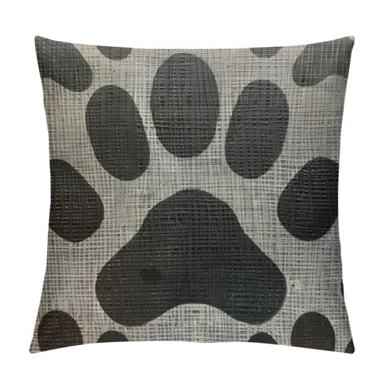 Throw Pillow Cover Cute Dog Paw Home Decorative Linen Square Pillow Case for Men Women Boy Gilrs Bedroom Livingroom Cushion Cover Inch Black and Grey Pillowcase