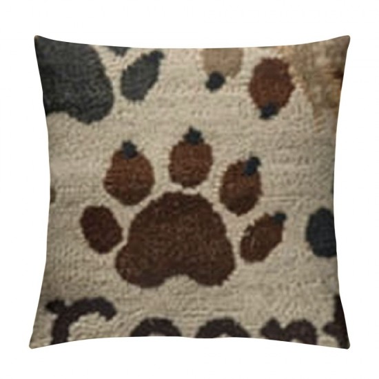 Set of  Decorative Throw Pillow Cover King Size Inches Dog Bones and Paw Prints Pillowcase with Hidden Zipper Decor Cushion Gift for Home Sofa Bedroom Couch Car